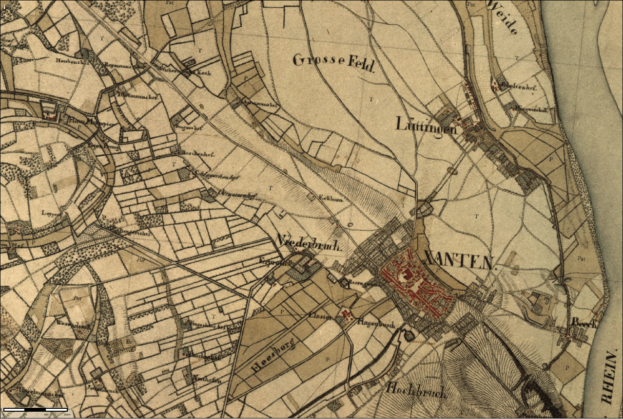Stadt Xanten - Kartenaufnahme der Rheinlande (1802-1828)